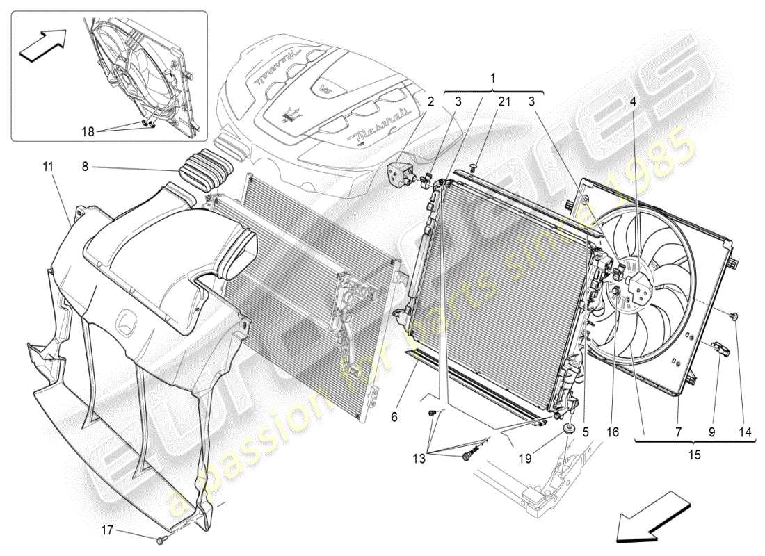 maserati ghibli (2019) cooling: air radiators and ducts part diagram