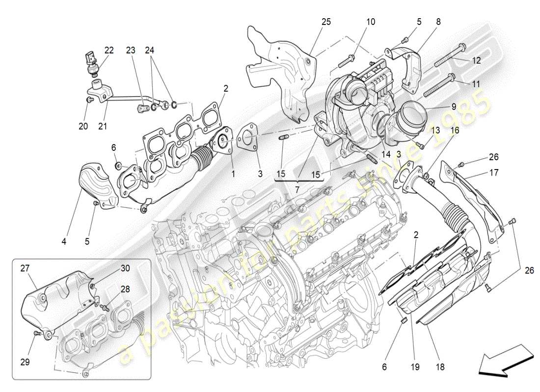 maserati ghibli (2019) turbocharging system: equipments part diagram