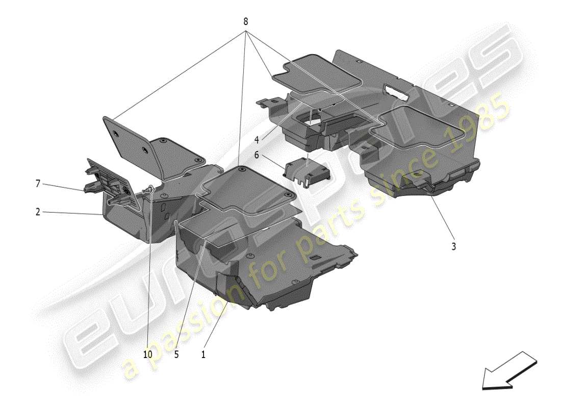 maserati grecale modena (2023) passenger compartment mats part diagram