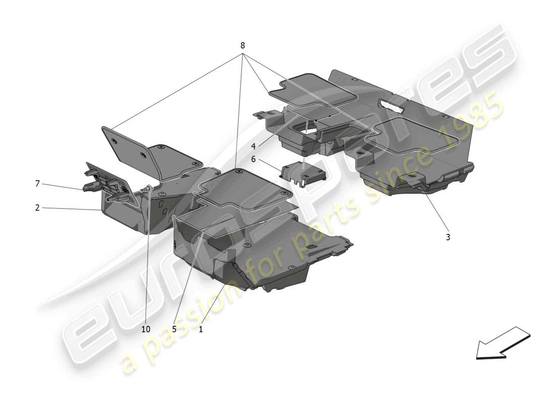 maserati grecale trofeo (2023) passenger compartment mats parts diagram