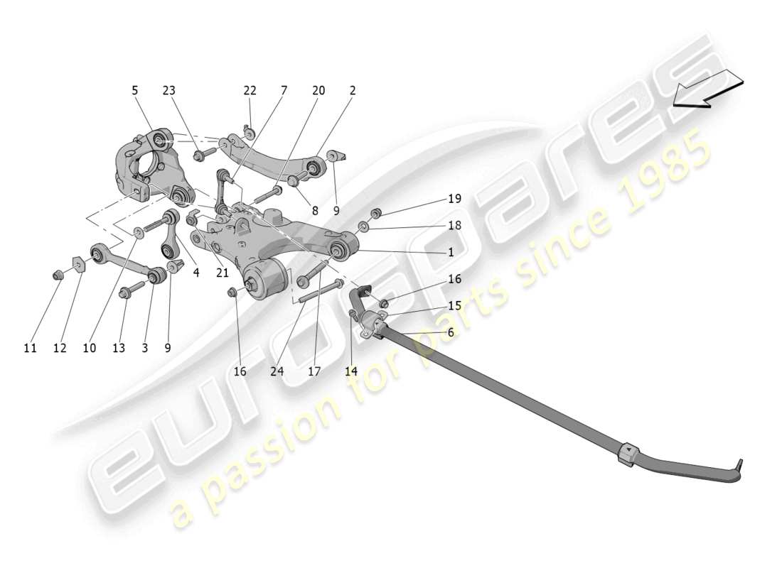 maserati grecale trofeo (2023) rear suspension parts diagram