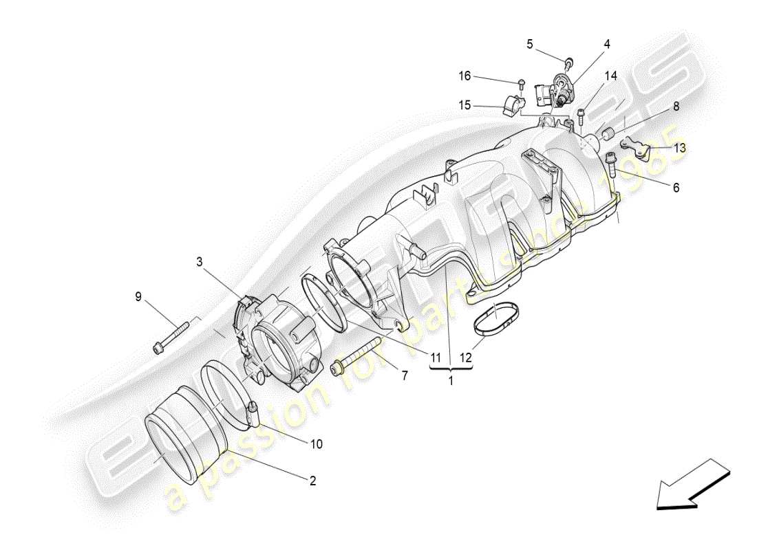maserati ghibli (2019) intake manifold and throttle body part diagram