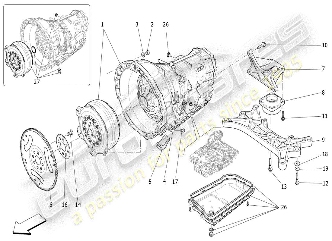 maserati ghibli (2019) gearbox housings part diagram