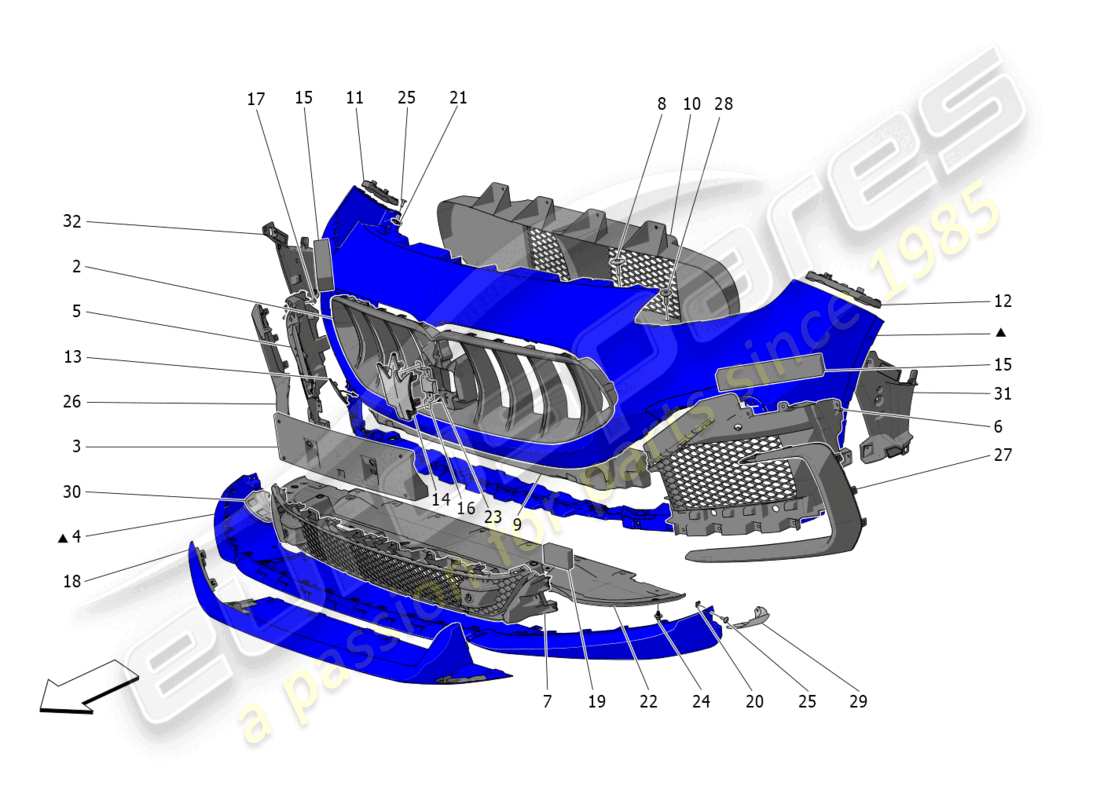 maserati grecale trofeo (2023) front bumper parts diagram