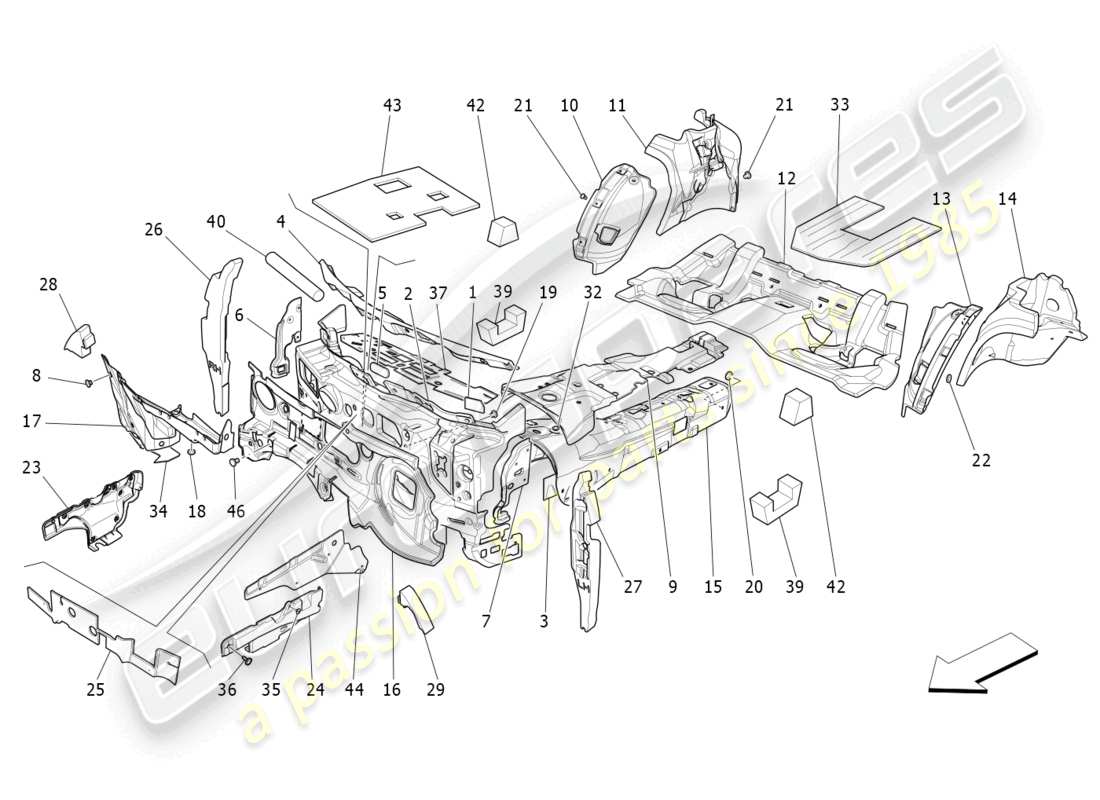 a part diagram from the maserati ghibli (2016) parts catalogue