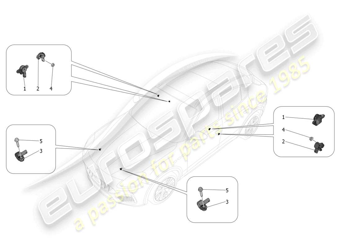 maserati grecale trofeo (2023) crash sensors parts diagram