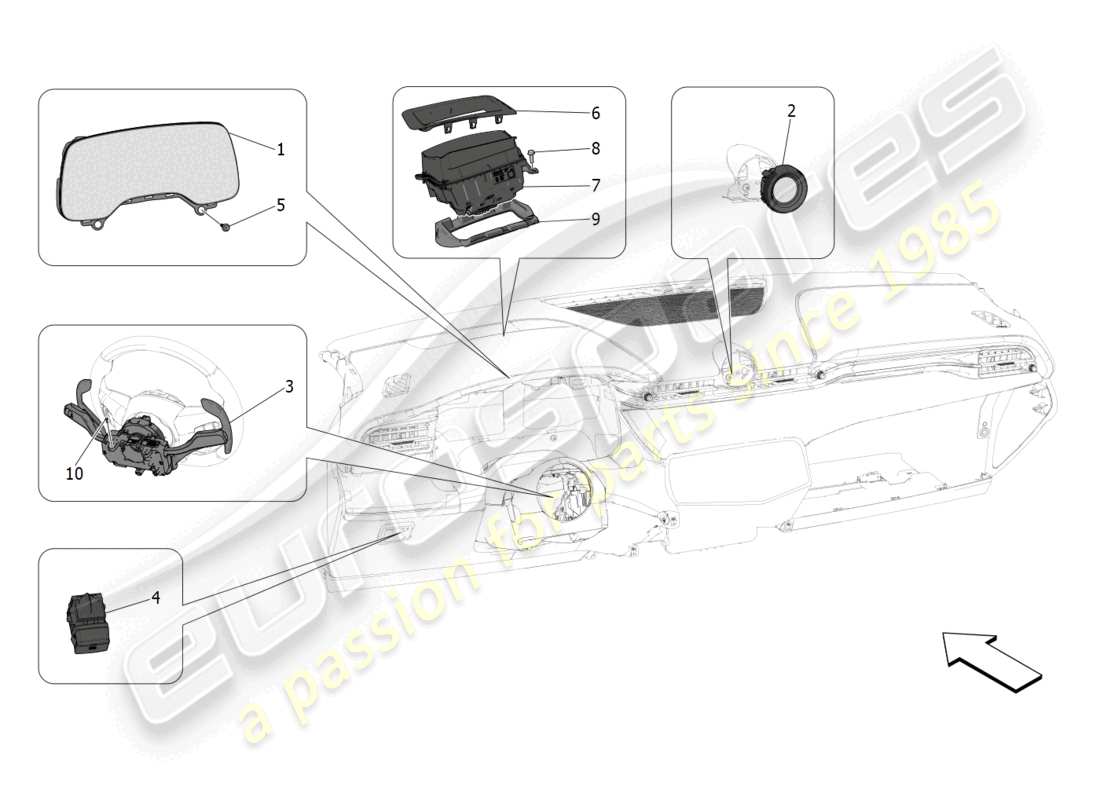 maserati grecale trofeo (2023) dashboard devices parts diagram