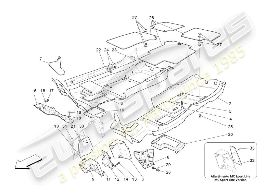 maserati grancabrio mc (2013) passenger compartment mats part diagram