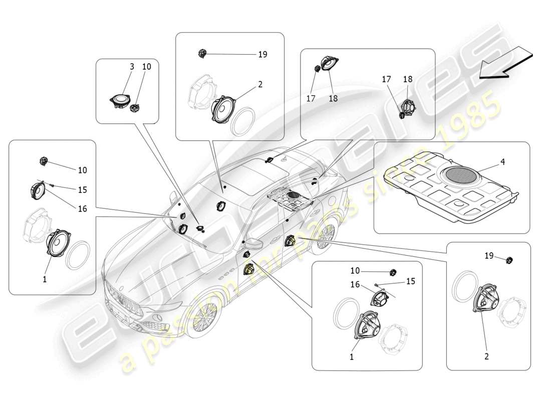 a part diagram from the maserati levante (2019) parts catalogue