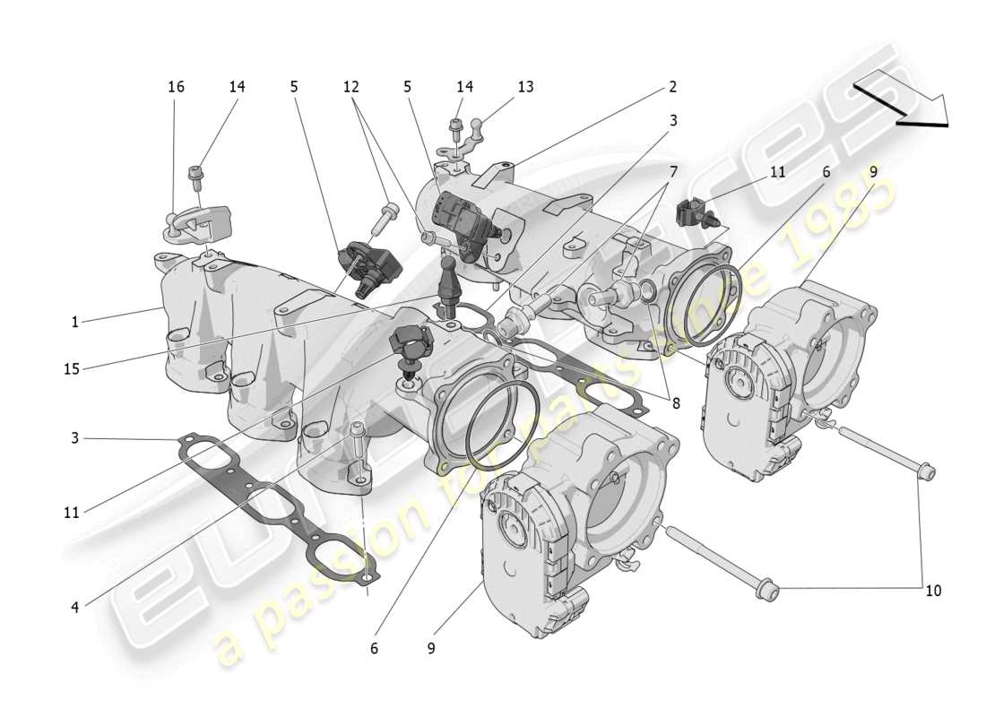 maserati grecale trofeo (2023) intake manifold and throttle body parts diagram