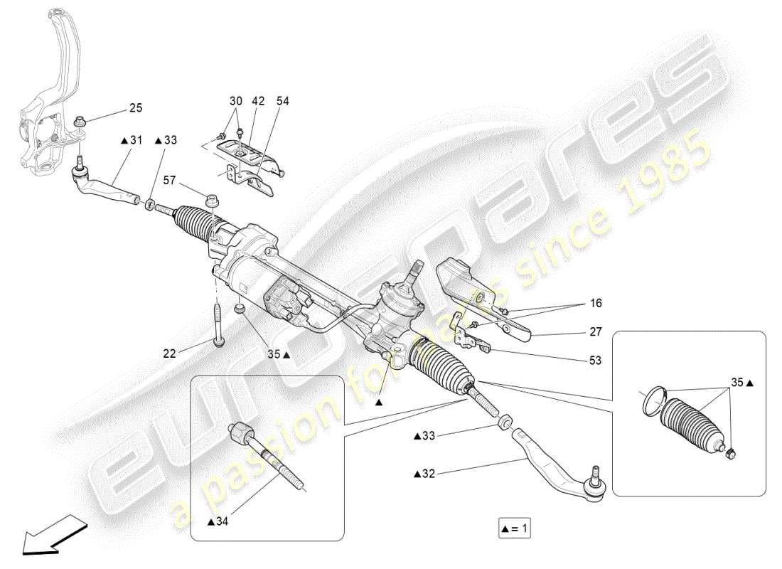 maserati ghibli (2019) complete steering rack unit part diagram