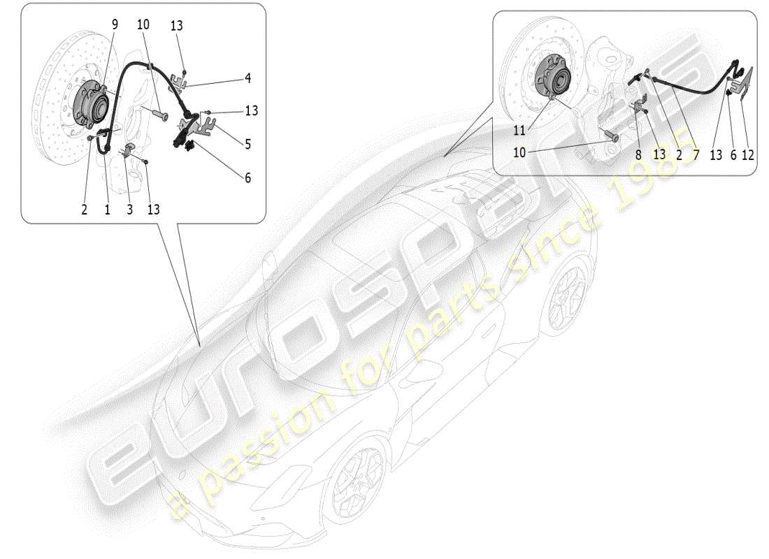 maserati mc20 (2024) braking control systems parts diagram