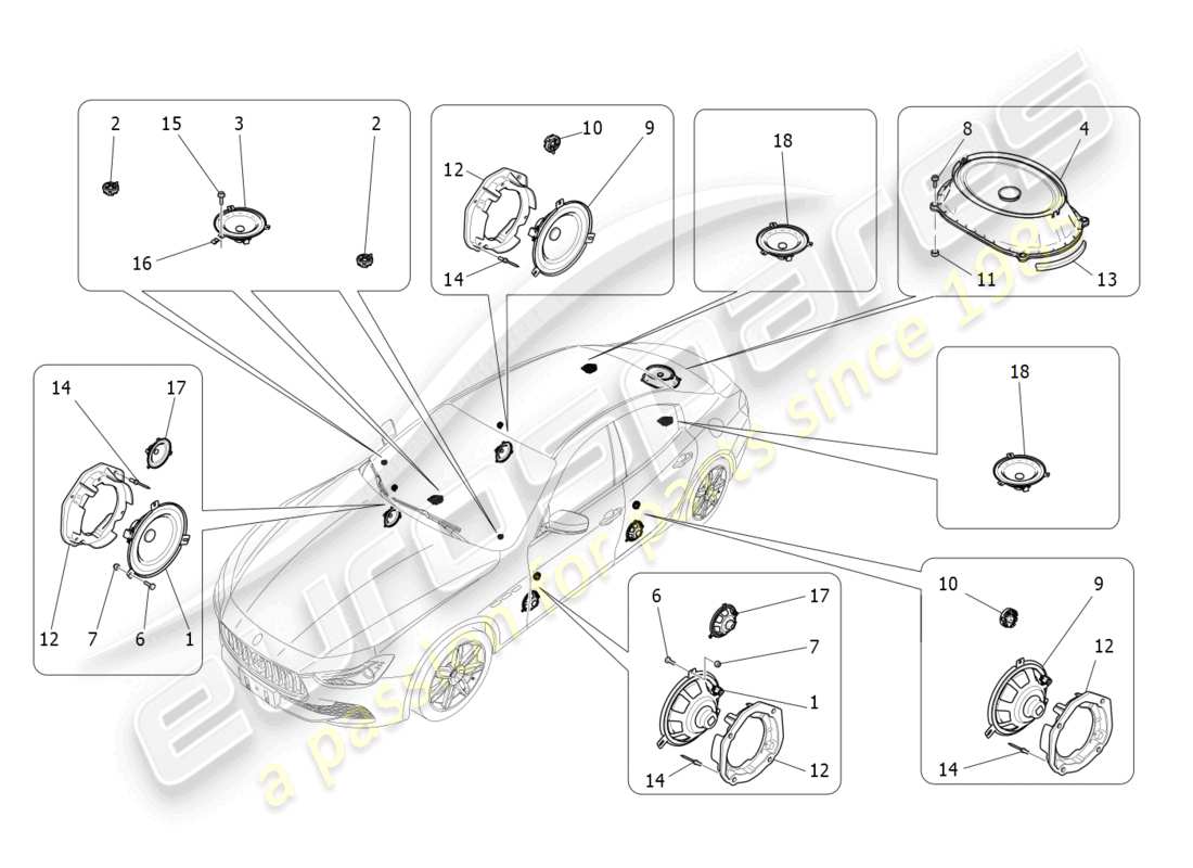 a part diagram from the maserati ghibli (2016) parts catalogue