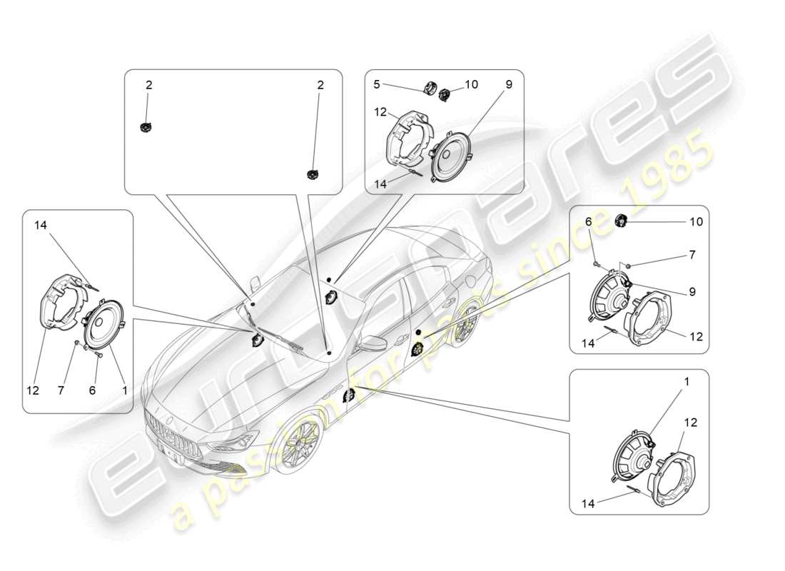 a part diagram from the maserati ghibli (2016) parts catalogue