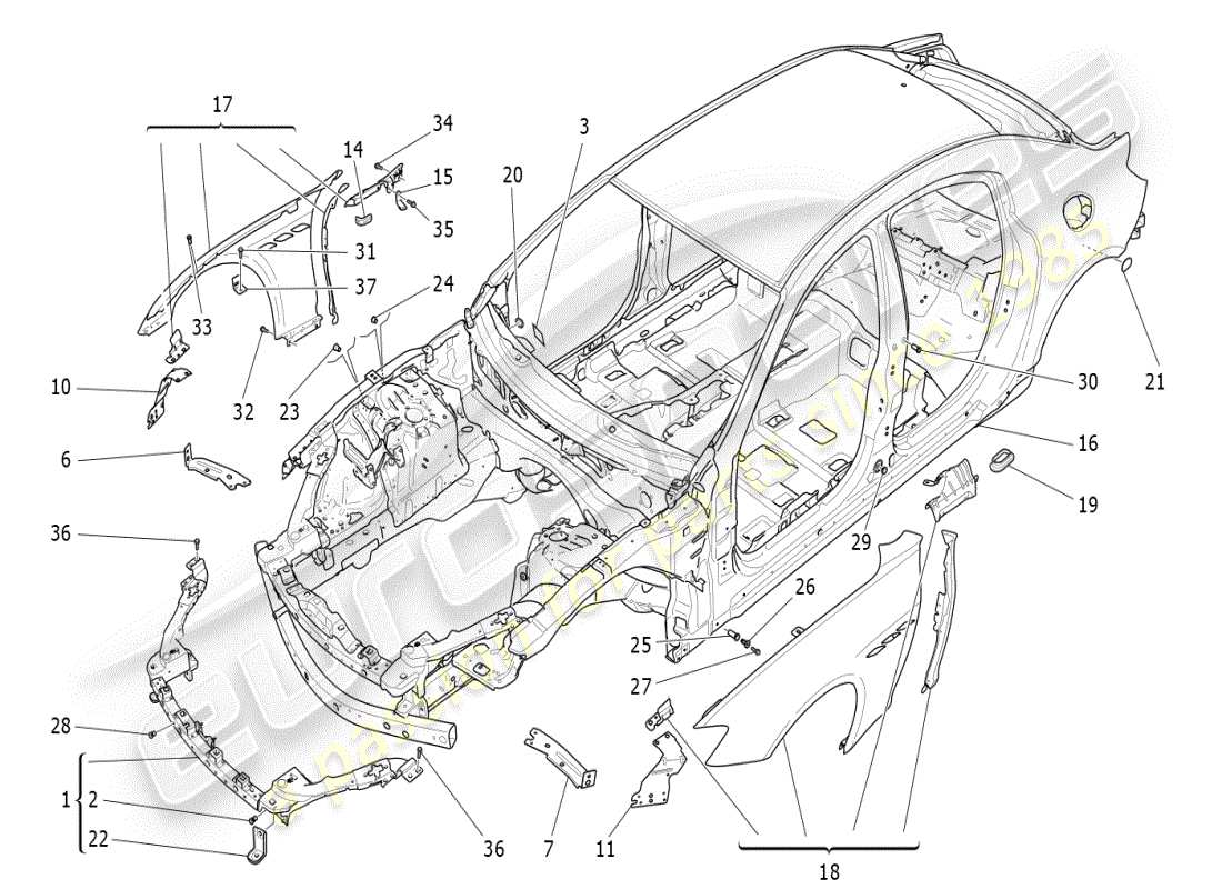 a part diagram from the maserati ghibli (2021) parts catalogue