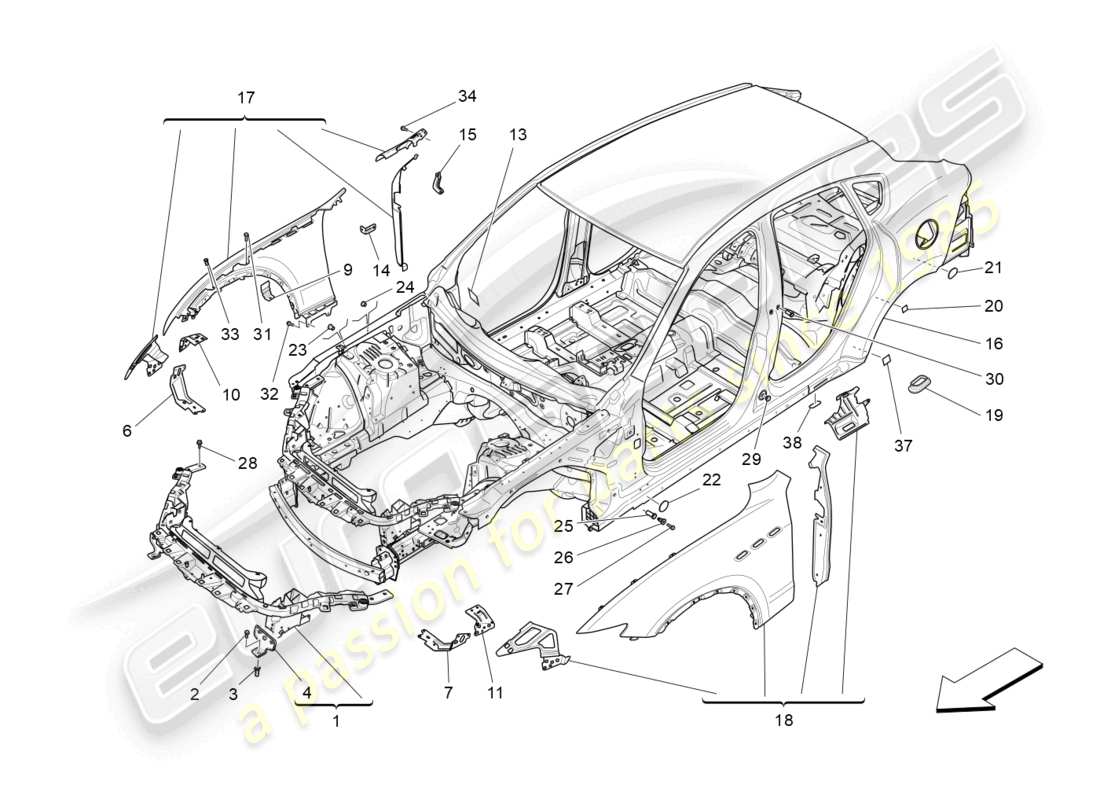 a part diagram from the maserati levante (2018) parts catalogue