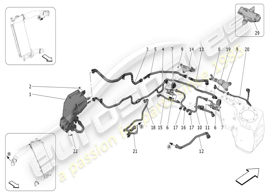 maserati mc20 (2024) fuel vapour recirculation system parts diagram