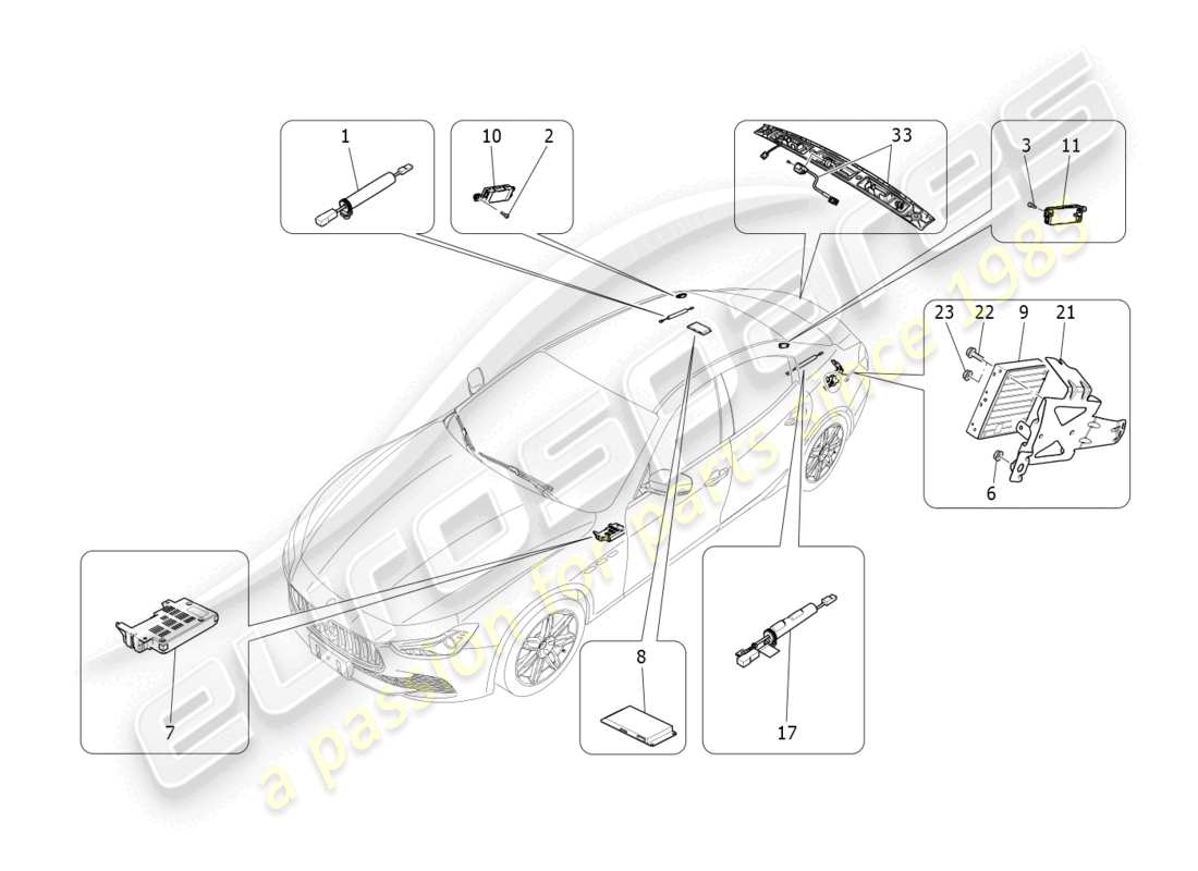 a part diagram from the maserati ghibli (2016) parts catalogue