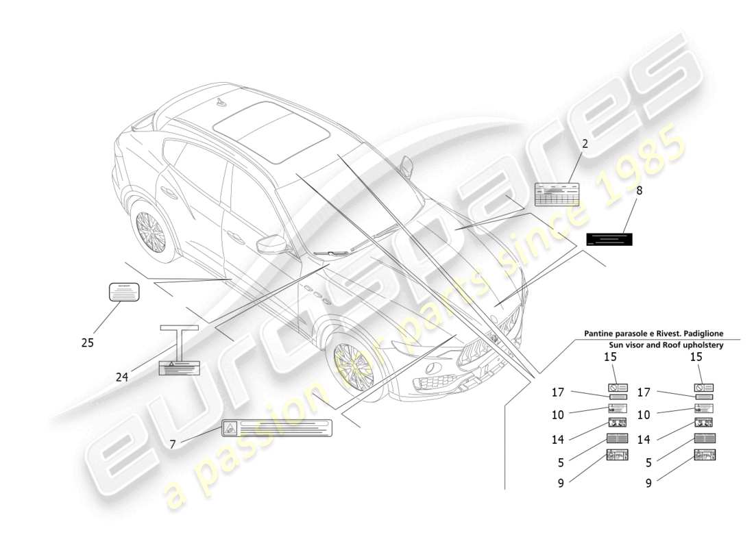 a part diagram from the maserati levante zenga (2020) parts catalogue