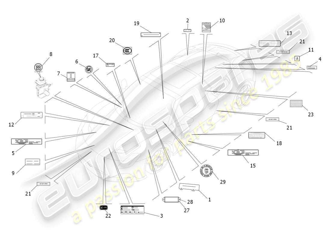 a part diagram from the maserati mc20 cielo (2023) parts catalogue