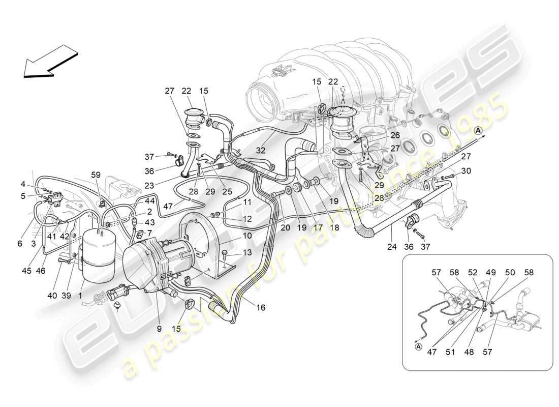 a part diagram from the maserati grancabrio parts catalogue