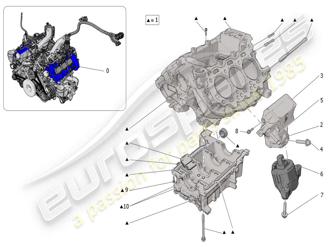 maserati mc20 (2024) crankcase parts diagram