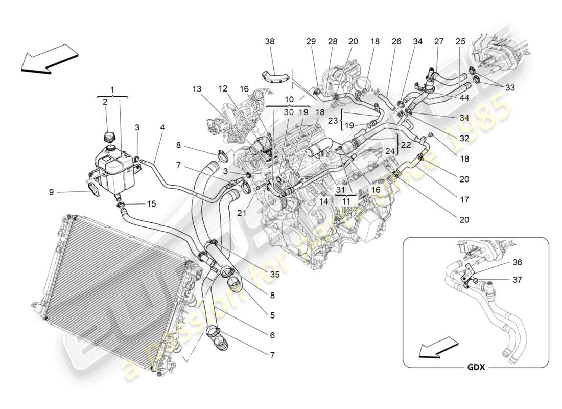 a part diagram from the maserati ghibli (2014) parts catalogue