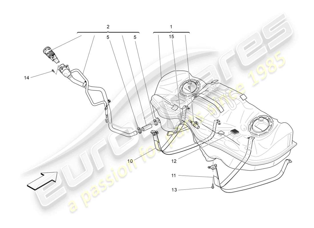 a part diagram from the maserati ghibli (2017 onwards) parts catalogue