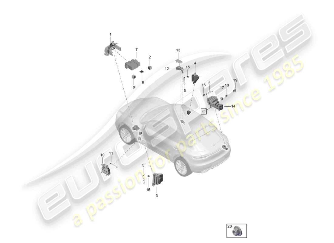 porsche 2021 (macan) fuse box relay plate parts diagram