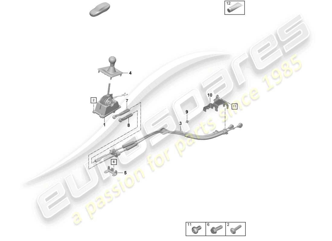 porsche 2023 (992-1 gt3/rs/st) selector mechanism 7-speed manual transmission part diagram