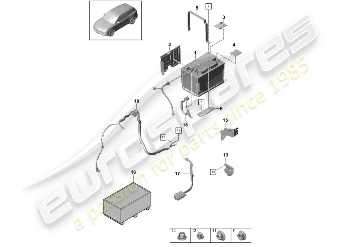 porsche 2021 (cayenne e3 9ya/9yb) battery part diagram