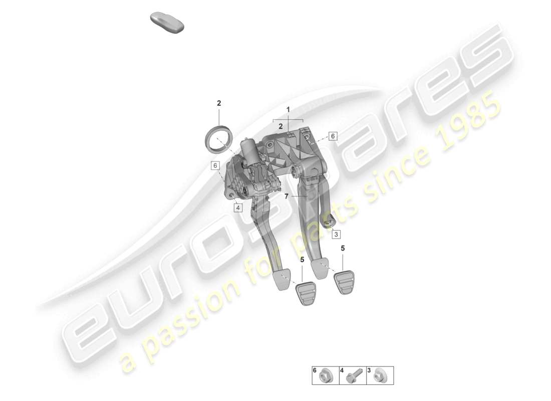 porsche 2023 (992-1 gt3/rs/st) brake and clutch pedals cluster 6-speed manual transmission part diagram