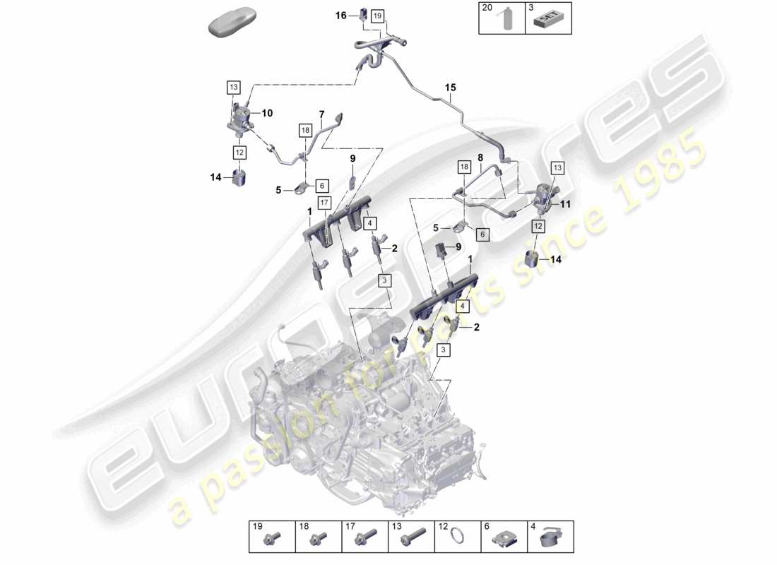 porsche 2024 (992-2 gt3/rs/st) injection system high pressure pump high-pressure injector part diagram