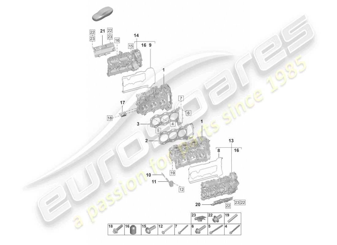 porsche 2021 (992-1 turbo / s) cylinder head cylinder head gasket valve cover part diagram