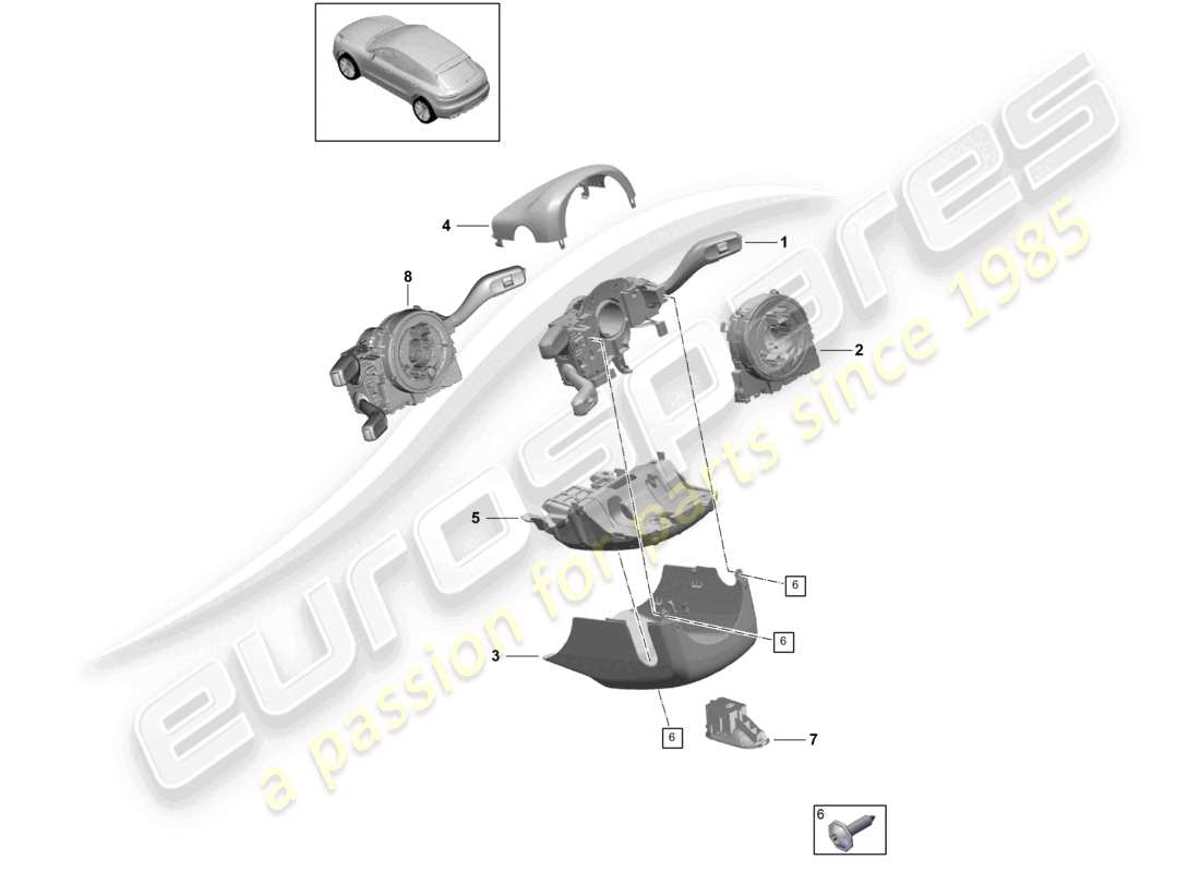 porsche 2021 (macan) steering column switch part diagram