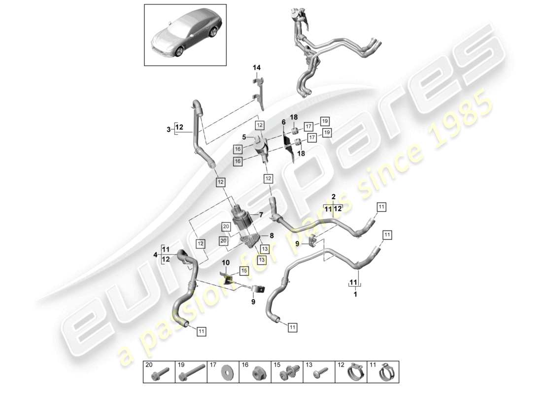 porsche 2021 (panamera 971-1) heater petrol part diagram