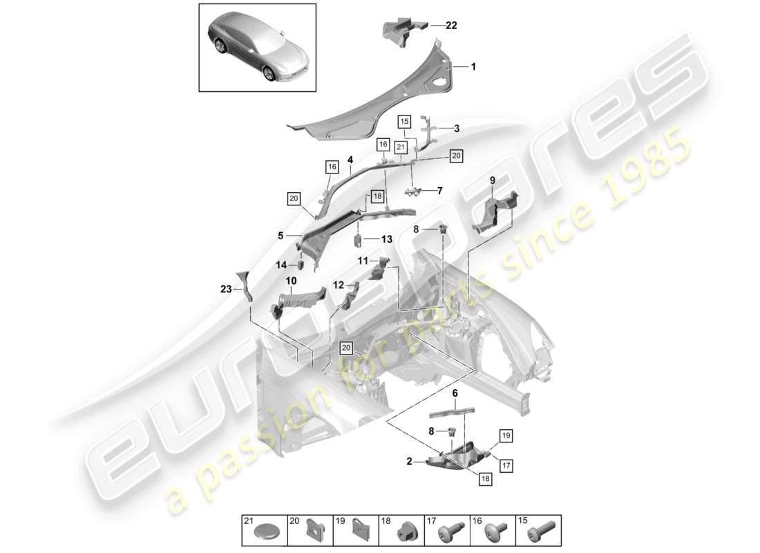 porsche 2021 (panamera 971-1) water box part diagram