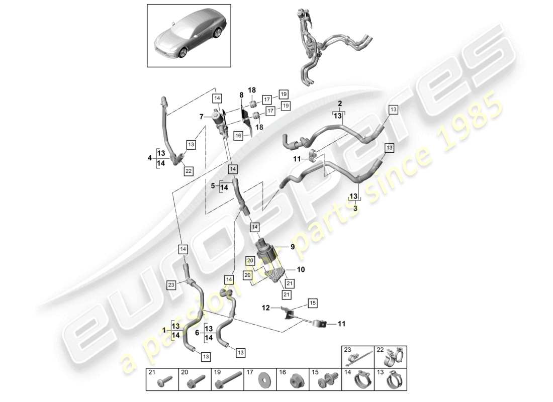 porsche 2021 (panamera 971-1) heater petrol with: auxiliary heater part diagram