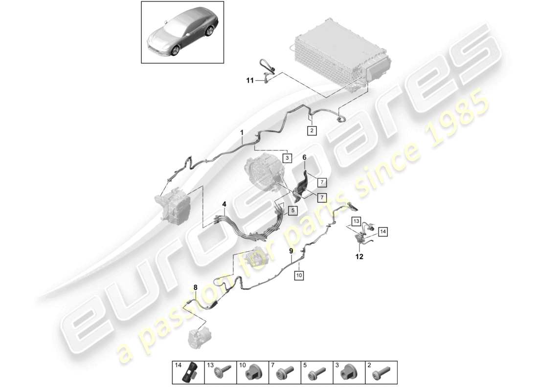 porsche 2021 (panamera 971-1) wiring looms for vehicles with hybrid drive part diagram