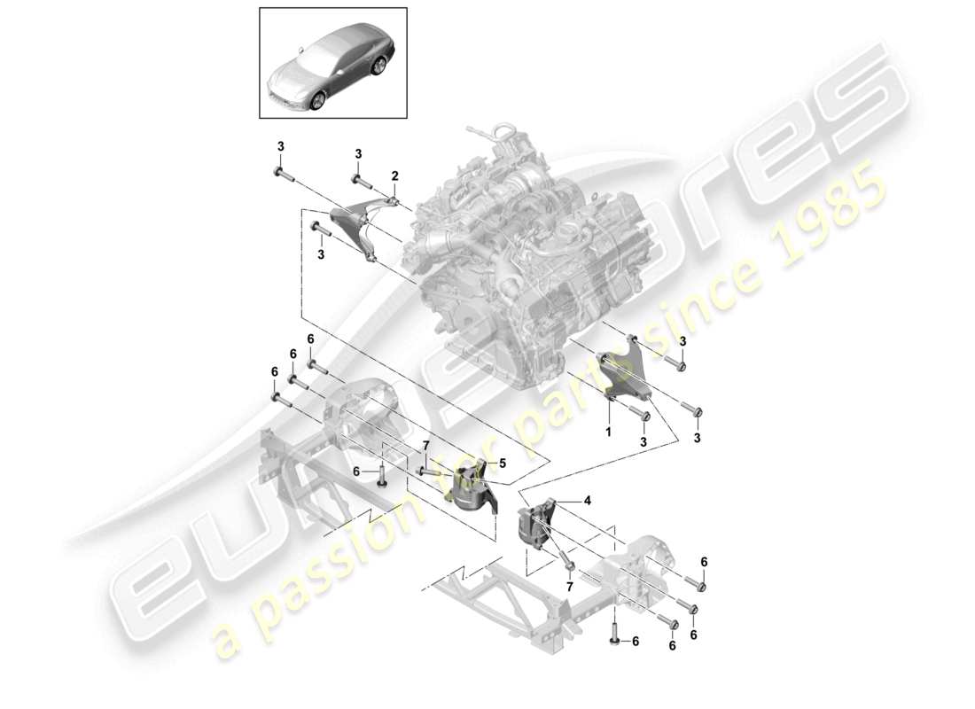 porsche 2021 (panamera 971-1) engine lifting tackle console for engine mounting engine mounting part diagram