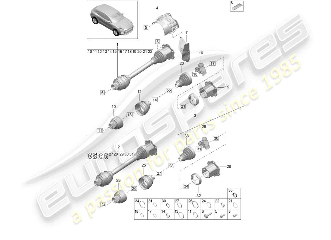 porsche 2021 (macan) drive shaft part diagram