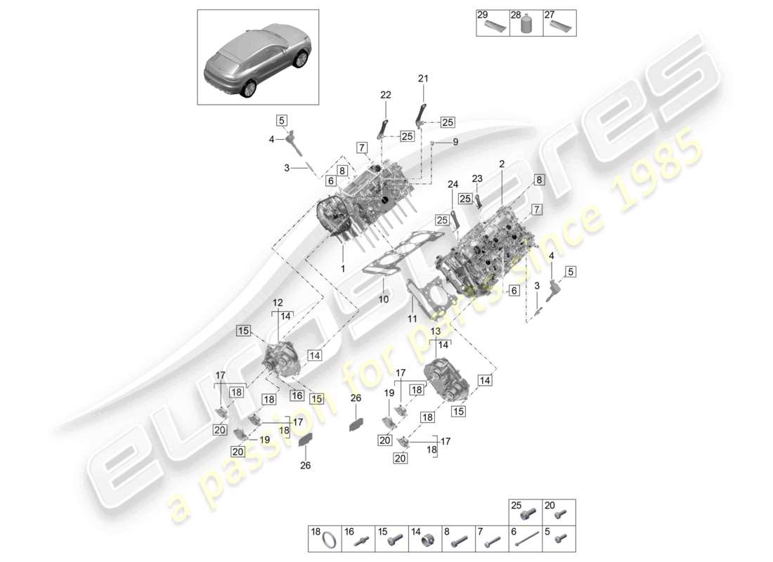 porsche 2021 (macan) cylinder head part diagram