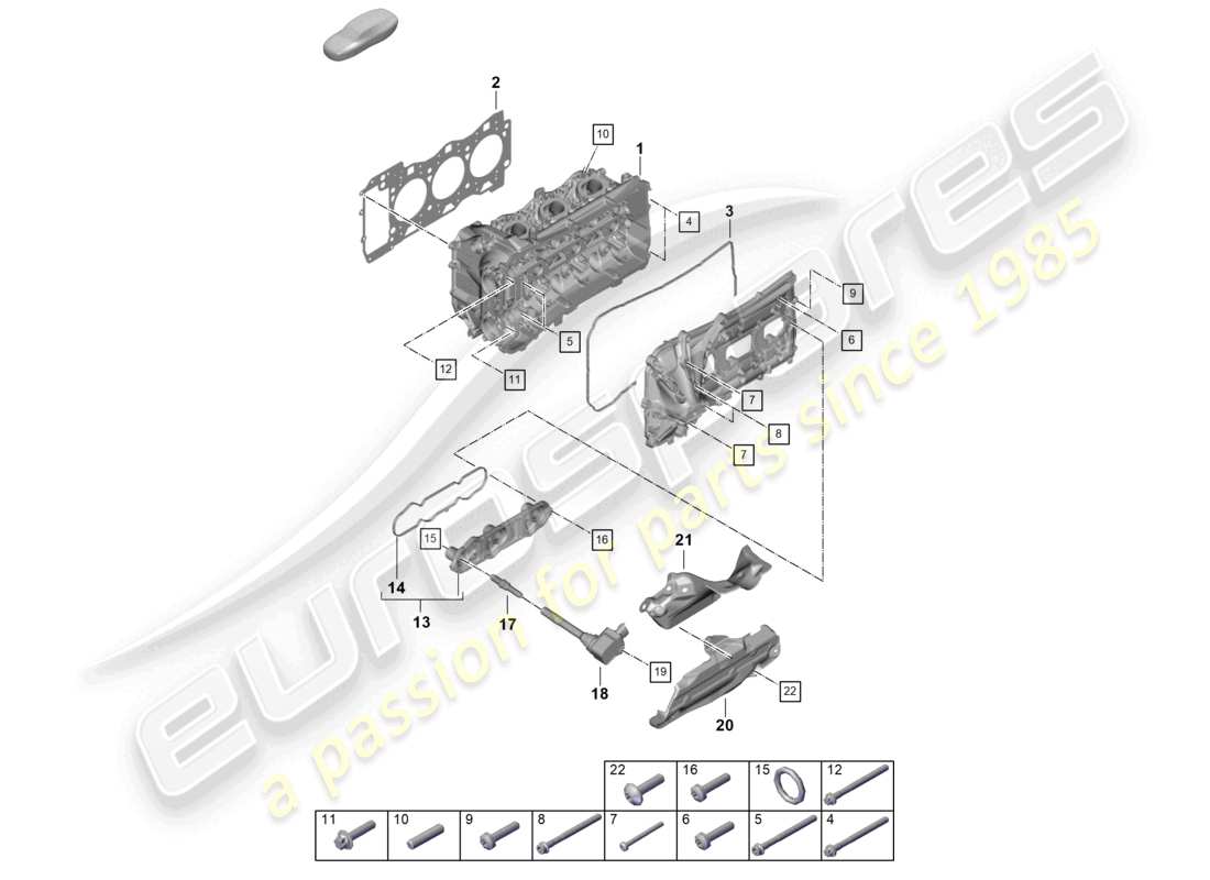 porsche 2023 (992-1 gt3/rs/st) cylinder head cylinder head gasket valve cover part diagram