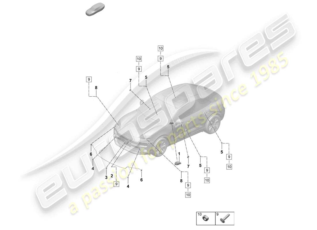 porsche 2026 (macan-e) control unit airbag sensors pedestrian protection part diagram