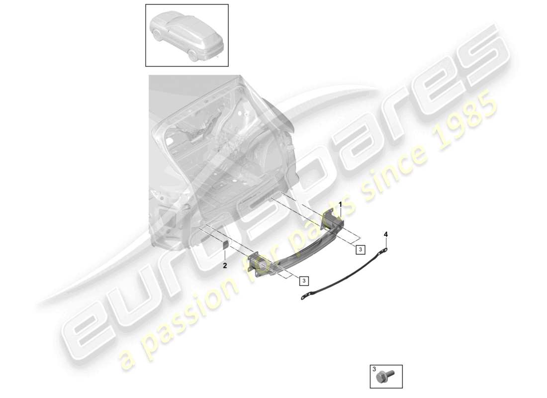 porsche 2022 (cayenne e3 9ya/9yb) bumper carrier rear parts diagram
