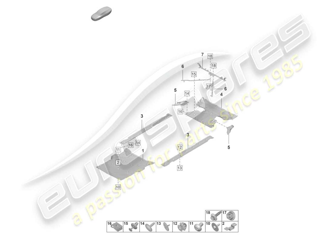porsche 2023 (taycan 9j1-1) underbody trim part diagram