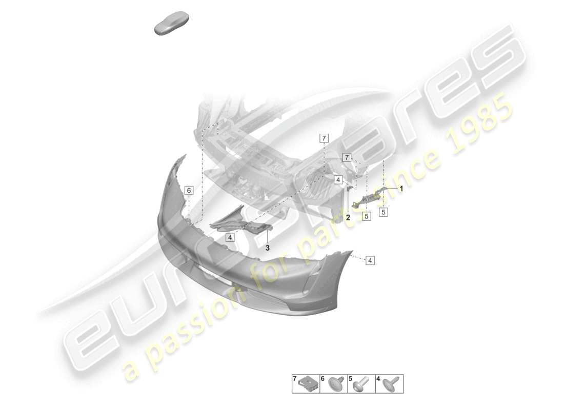porsche 2022 (taycan 9j1-1) bumper front fasteners part diagram