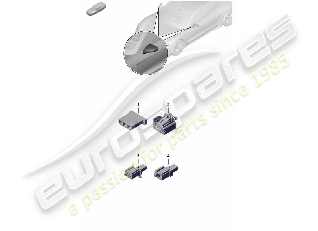 porsche 2021 (taycan 9j1-1) connector housing for exterior mirror part diagram