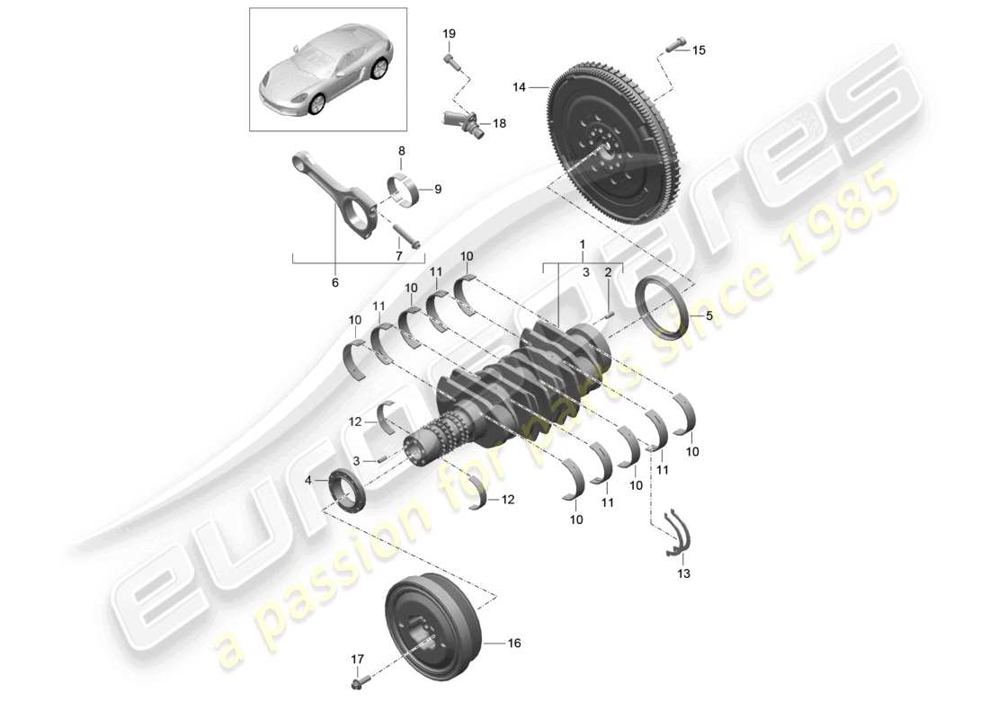porsche 2023 (718 cayman) crankshaft part diagram
