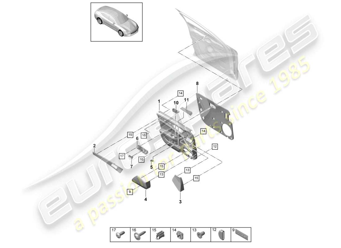 porsche 2021 (panamera 971-1) door panel front leather parts diagram